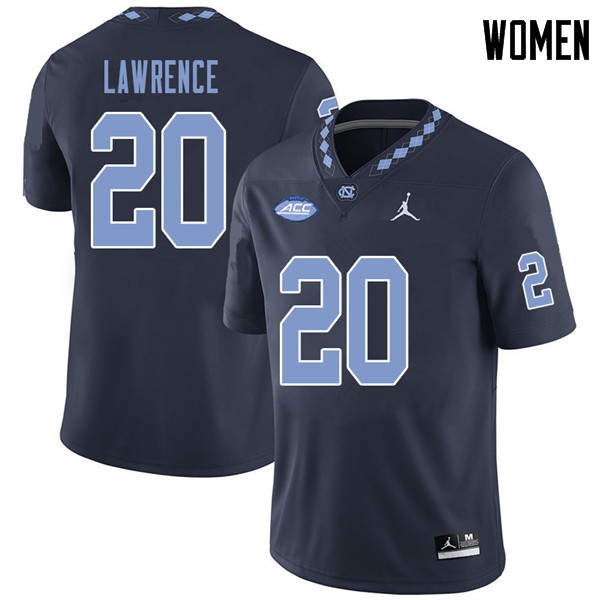 Jordan Brand Women #20 Amos Lawrence North Carolina Tar Heels College Football Jerseys Sale-Navy